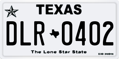 TX license plate DLR0402