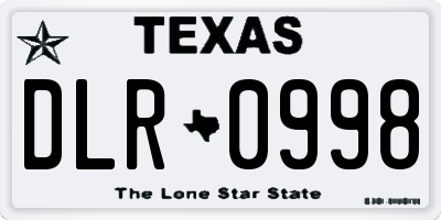TX license plate DLR0998