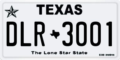 TX license plate DLR3001