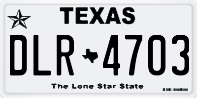 TX license plate DLR4703