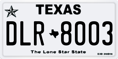 TX license plate DLR8003