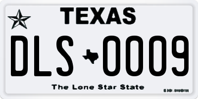 TX license plate DLS0009