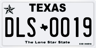 TX license plate DLS0019