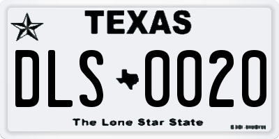 TX license plate DLS0020