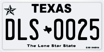 TX license plate DLS0025