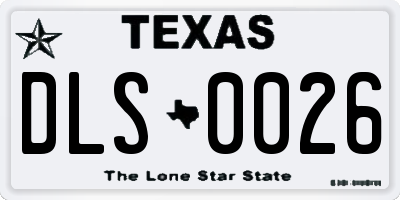 TX license plate DLS0026