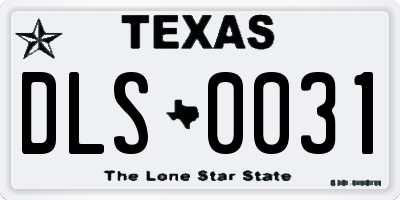 TX license plate DLS0031