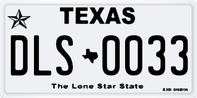 TX license plate DLS0033