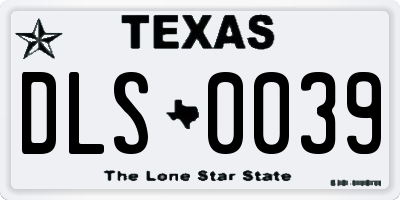 TX license plate DLS0039
