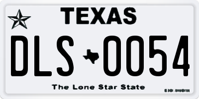 TX license plate DLS0054