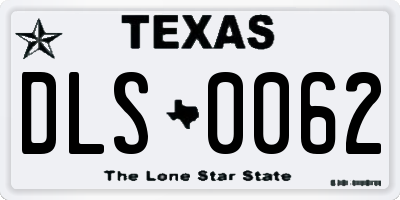 TX license plate DLS0062