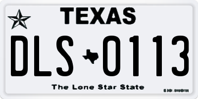 TX license plate DLS0113