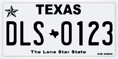 TX license plate DLS0123
