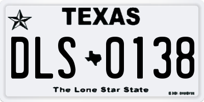 TX license plate DLS0138