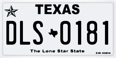 TX license plate DLS0181