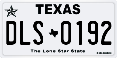 TX license plate DLS0192