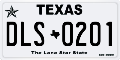 TX license plate DLS0201