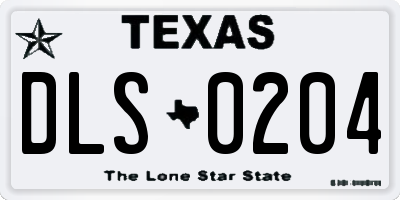 TX license plate DLS0204