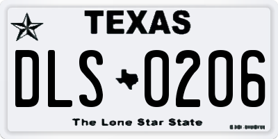 TX license plate DLS0206
