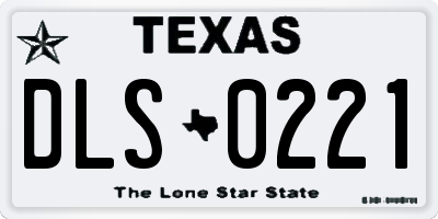 TX license plate DLS0221