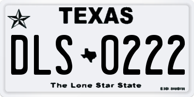 TX license plate DLS0222