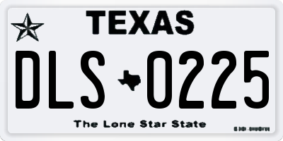 TX license plate DLS0225