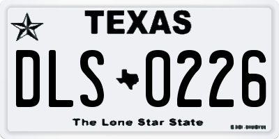 TX license plate DLS0226