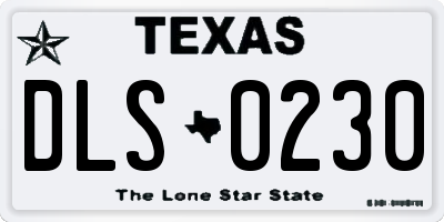 TX license plate DLS0230
