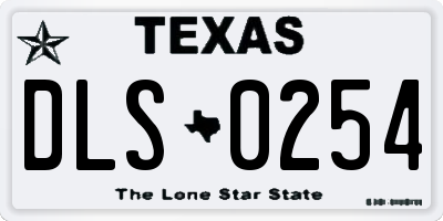 TX license plate DLS0254