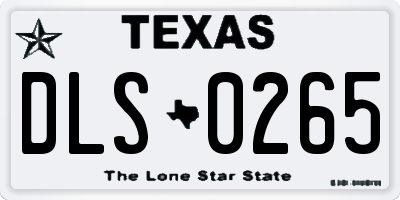 TX license plate DLS0265