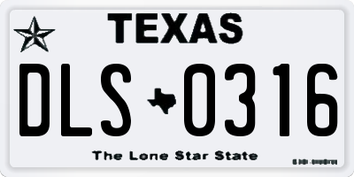 TX license plate DLS0316