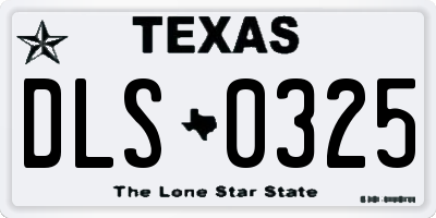 TX license plate DLS0325