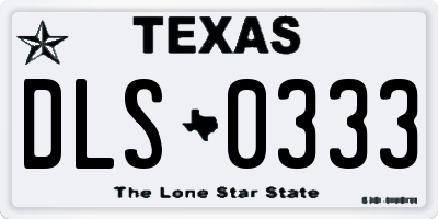 TX license plate DLS0333