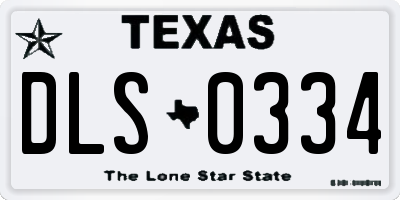 TX license plate DLS0334