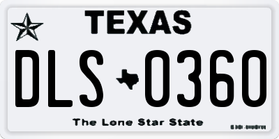 TX license plate DLS0360