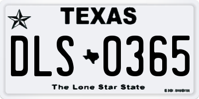 TX license plate DLS0365