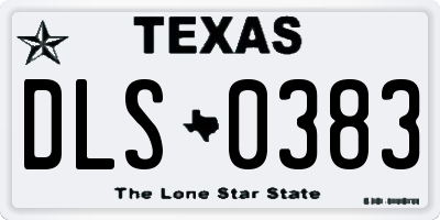 TX license plate DLS0383