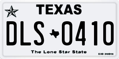 TX license plate DLS0410