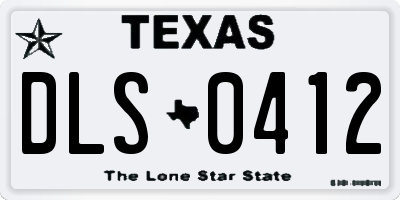 TX license plate DLS0412
