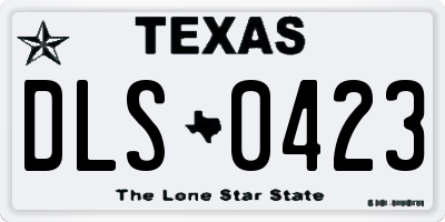 TX license plate DLS0423