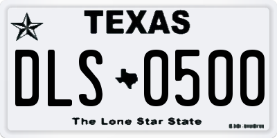 TX license plate DLS0500