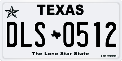 TX license plate DLS0512