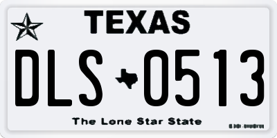 TX license plate DLS0513