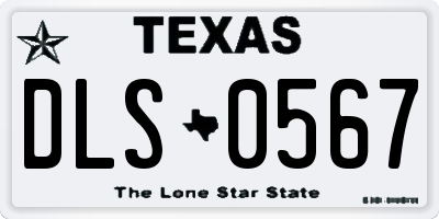 TX license plate DLS0567