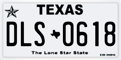 TX license plate DLS0618