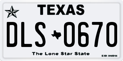 TX license plate DLS0670