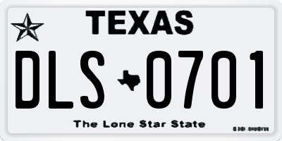 TX license plate DLS0701