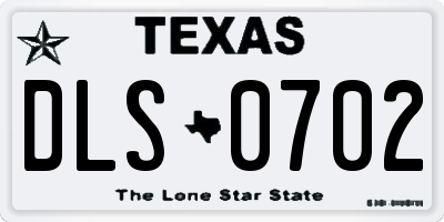 TX license plate DLS0702