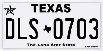 TX license plate DLS0703