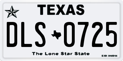 TX license plate DLS0725